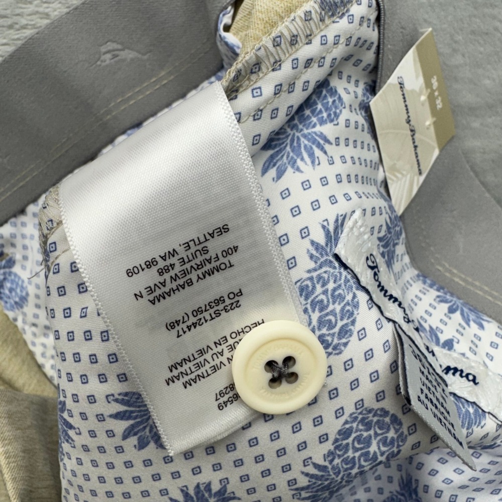 New Tommy Bahama IslandZone Pants Mens 36x32 Tan Stretch On Par Golf Chino UPF - Picture 7 of 15